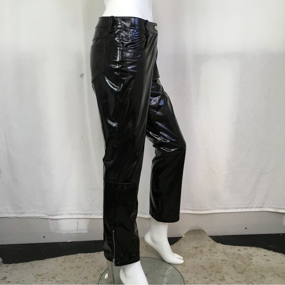 Maje Paveli Black Zipped Cuff High Rise Vinyl Cropped Trousers EUR 40 US 10 - Picture 8 of 11